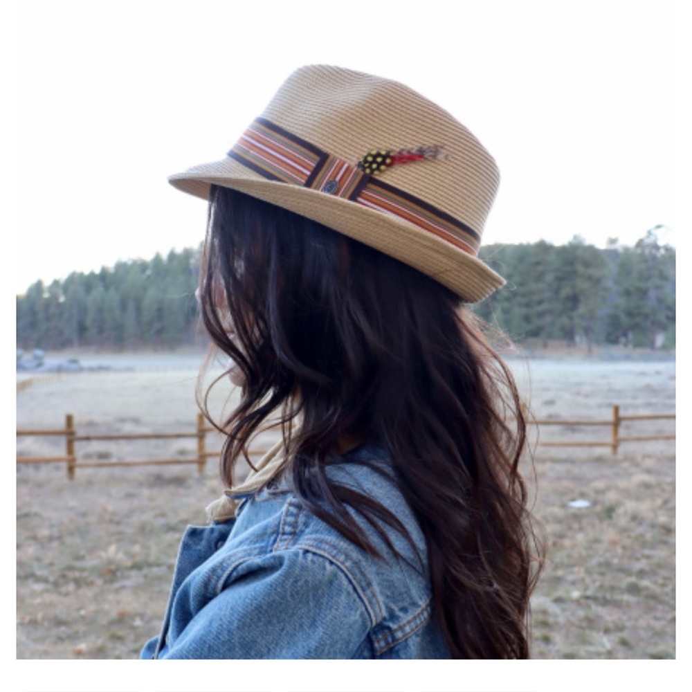 JAXON hats Ridley Toyo Straw Trilby Fedora Hat